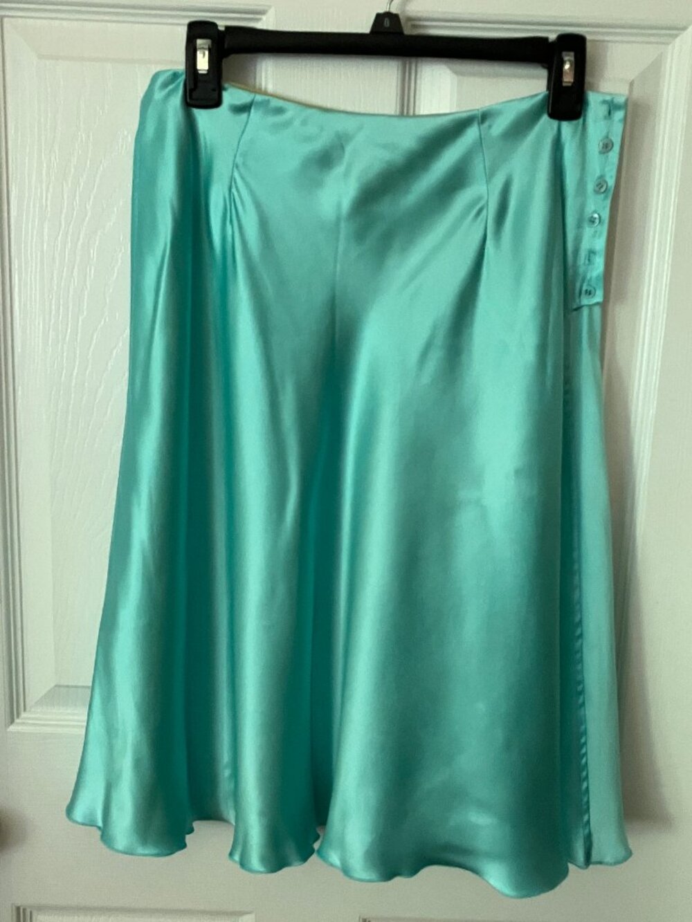 THE LOOK Randolph Duke Reversible Skirt TWO IN ONE Green & Turquoise Silk Sz 6/M